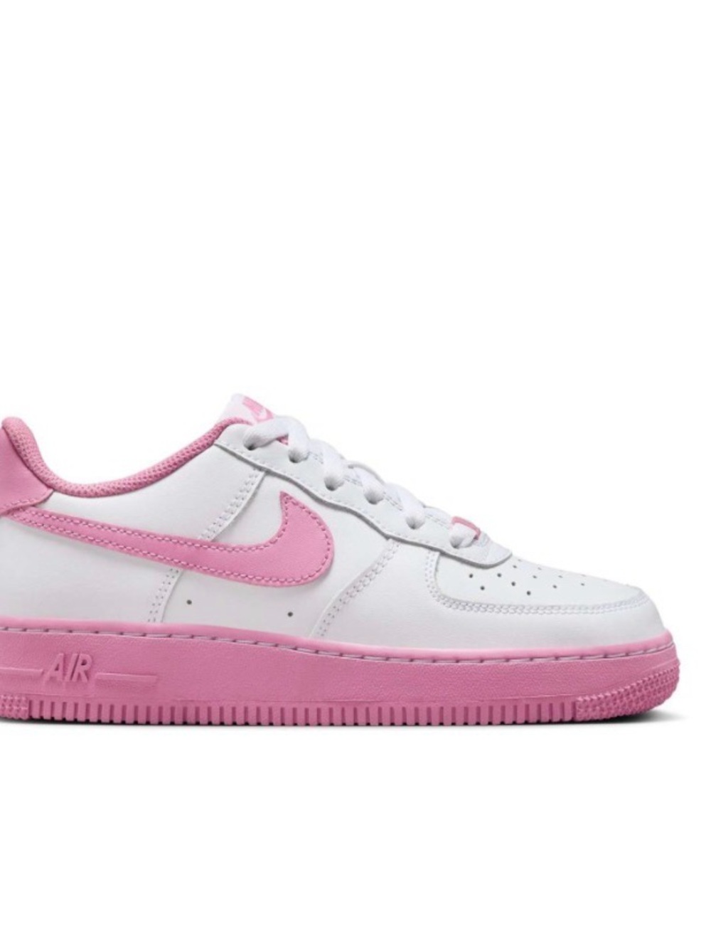 Nike Youth White and Pink Low-Top Air Force 1 Sneakers